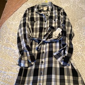 White Buffalo plaid button down dress NWT